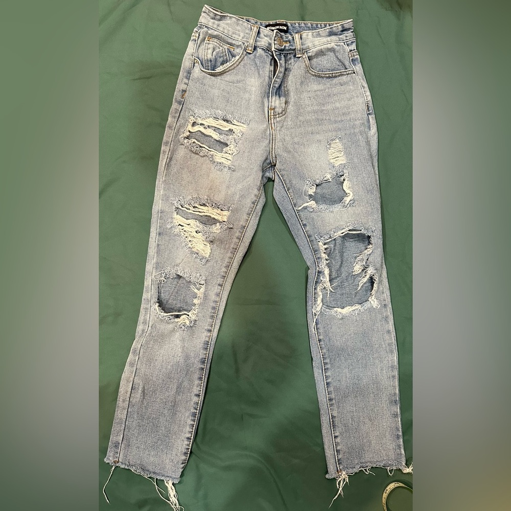 Momokrom Distressed Crop Jeans, UK Sz 6.